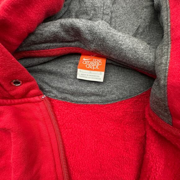 Nike Full Zip Hoodie Jacket Sweatshirt Mens Large Red 148781-648 Red Swoosh - Picture 8 of 13